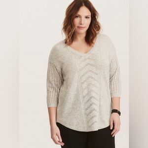Torrid Heather gray Pointelle Pullover V-Neck Sweater 3